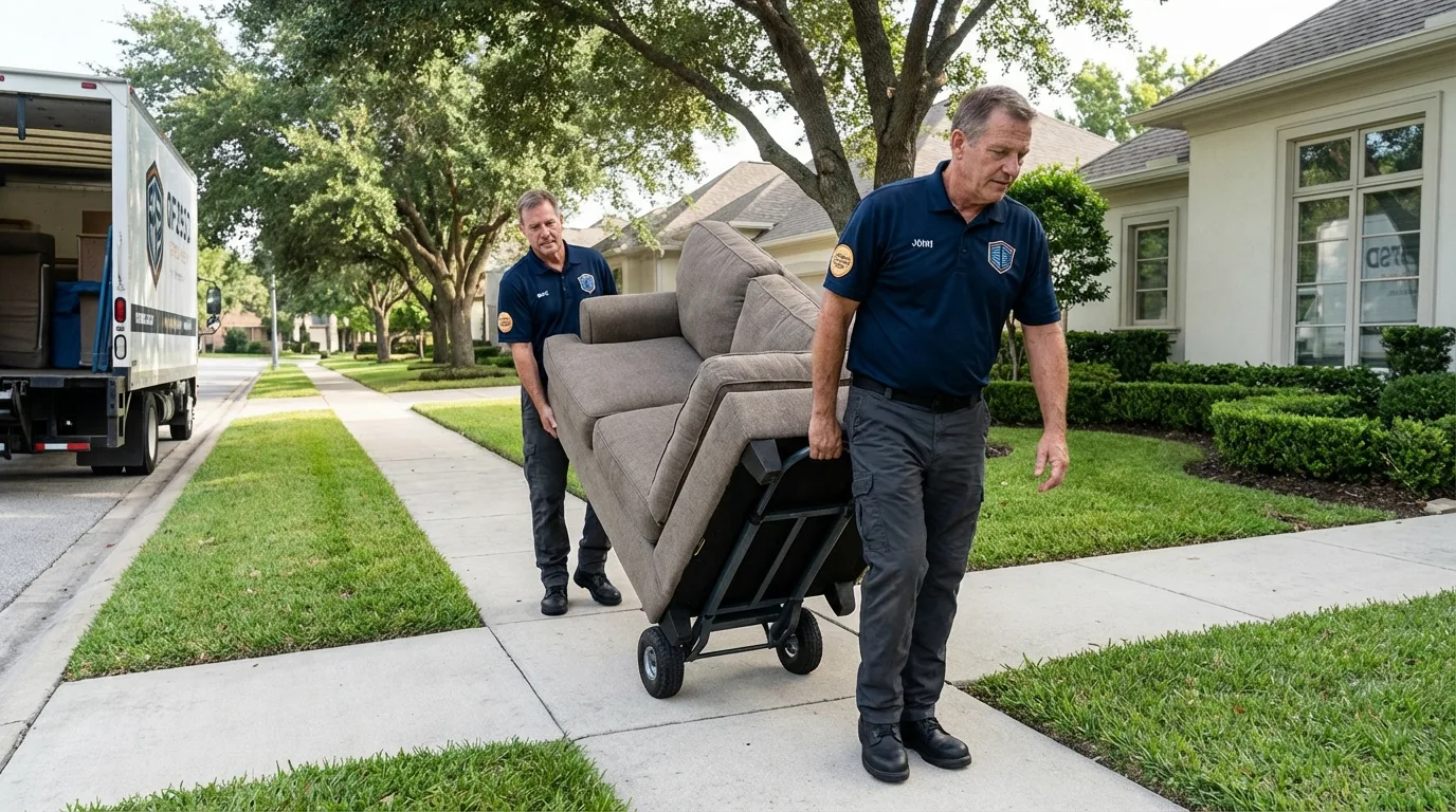 Local residential moving crew loading furniture in Albion, NE